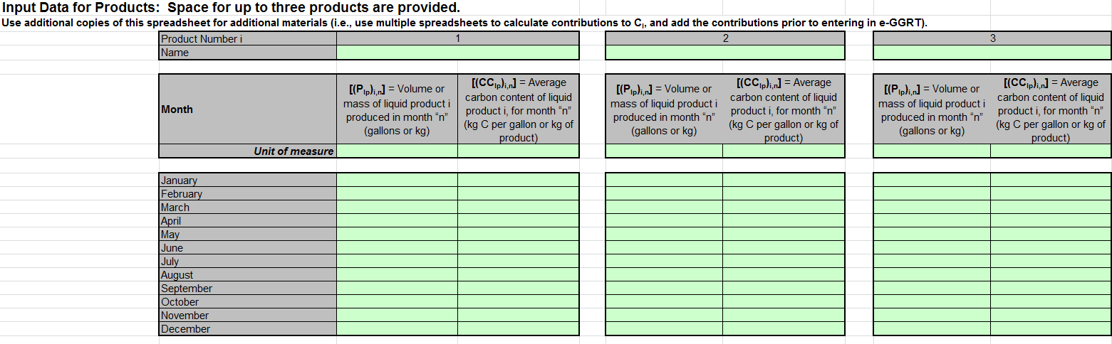 X-2 Monthly Input Spreadsheet Data Entry into the Green Cells